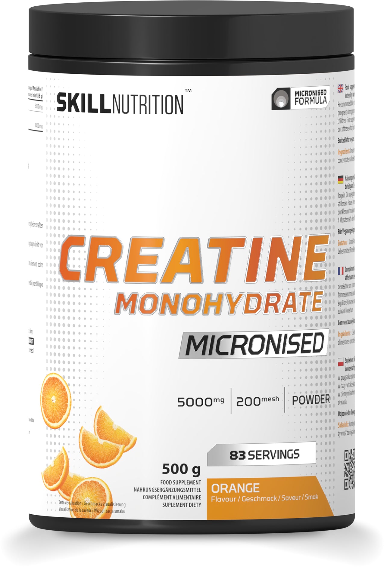 Micronised Creatine Monohydrate Flavoured, Orange - 500g - Skill Nutrition
