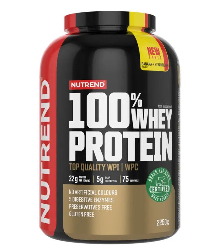 100% Whey Protein Banana + Strawberry - 2250g - Nutrend - Sporto papildai