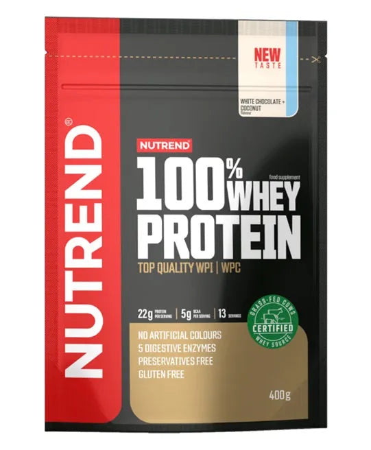 100% Whey Protein White Chocolate + Coconut - 400g - Nutrend - Sporto papildai