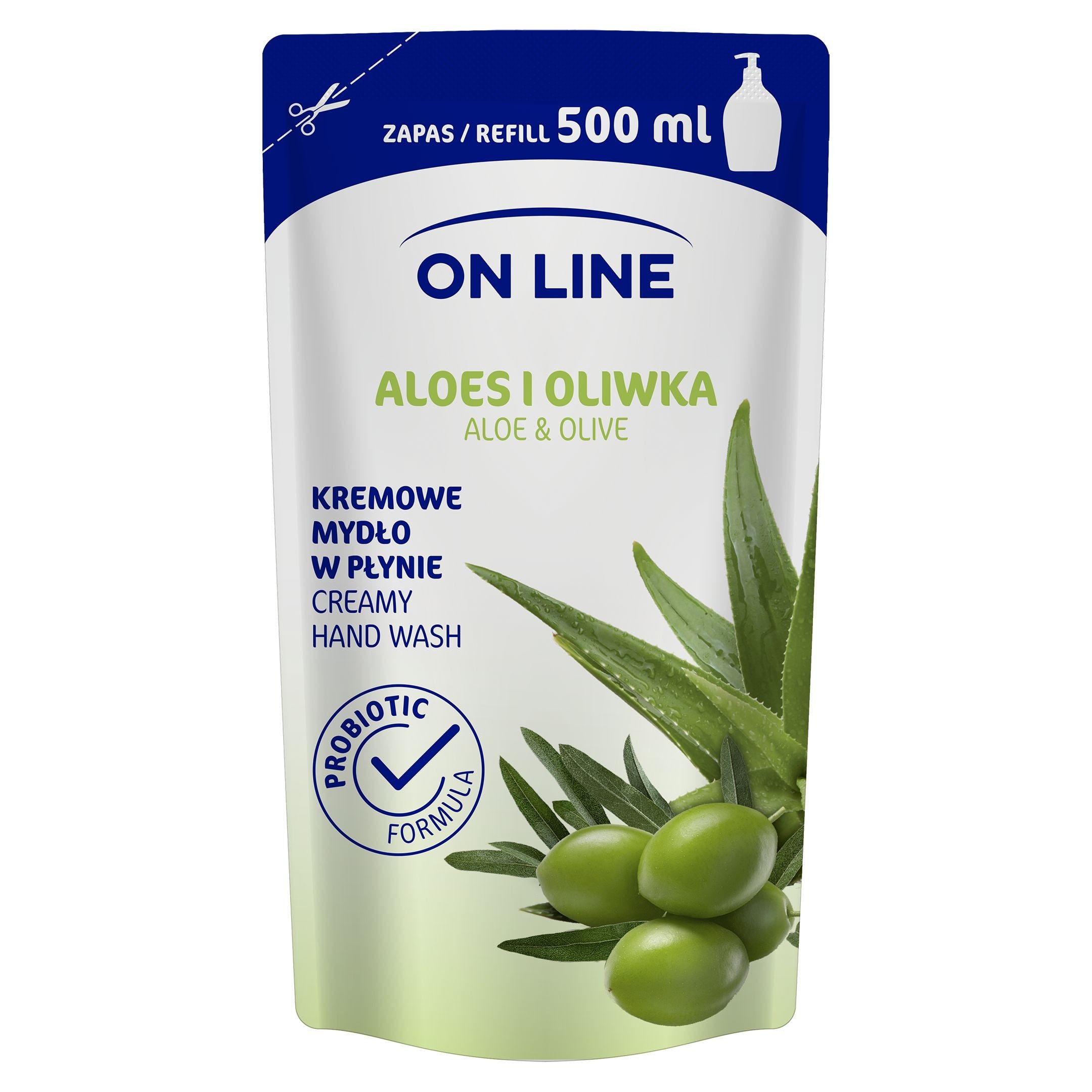 On Line Creamy liquid soap Aloe and Olive - refill 500ml | Vaistine1.lt | WestPharmacy.eu