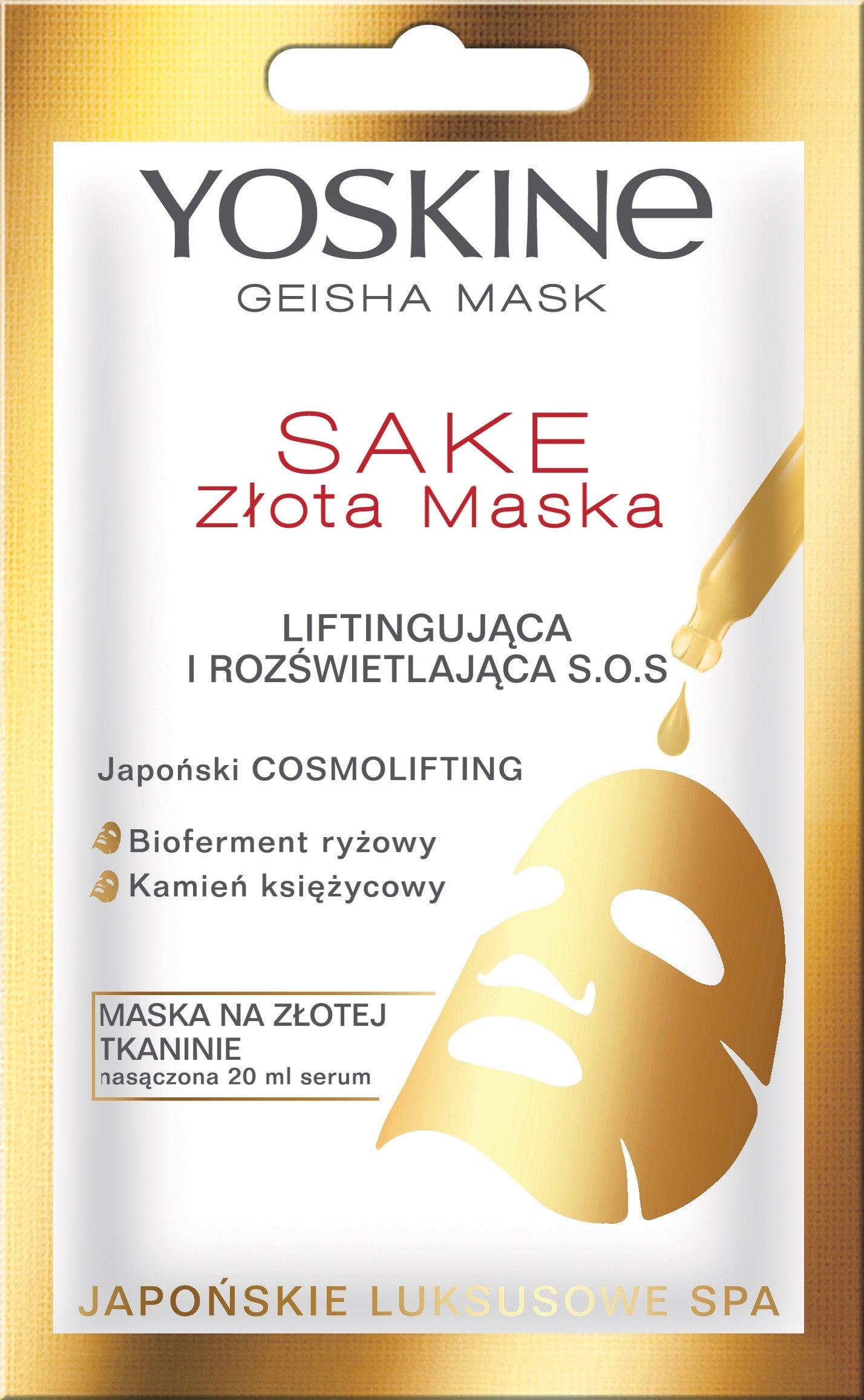 Yoskine Geisha Mask Sake Gold Mask on fabric, lifting and illuminating S.O.S.  20 ml | Vaistine1.lt | WestPharmacy.eu