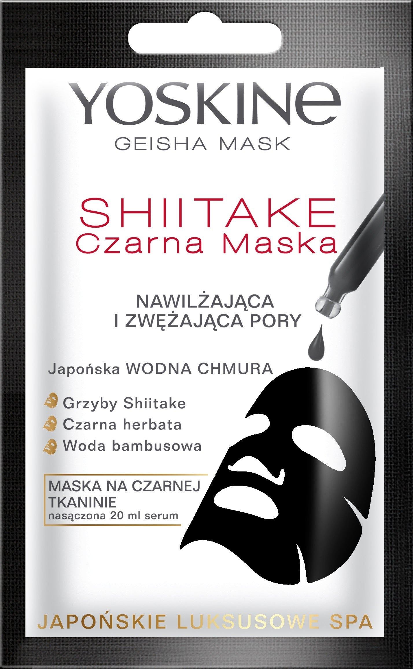 Yoskine Geisha Mask Shiitake Black Mask on fabric moisturizing and narrowing pores 20ml | Vaistine1.lt | WestPharmacy.eu
