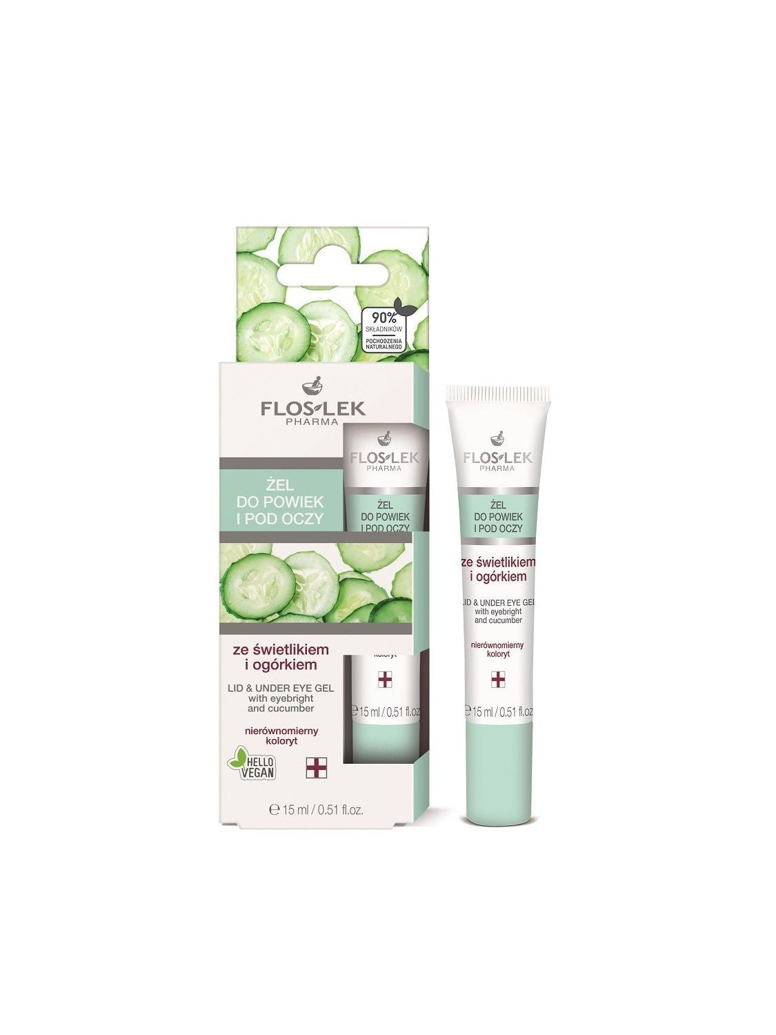 Floslek Pharma Gel with eyebright and cucumber for eyelids and under the eyes in a 15ml tube | Vaistine1.lt | WestPharmacy.eu