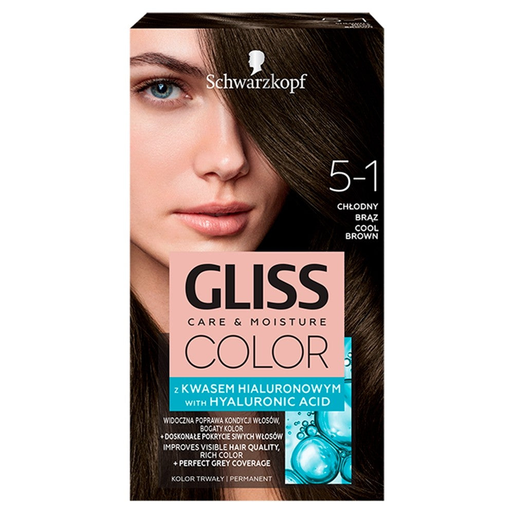 Schwarzkopf Gliss Color Coloring Cream No. 5-1 Cool Brown 1pc. | Vaistine1.lt | WestPharmacy.eu