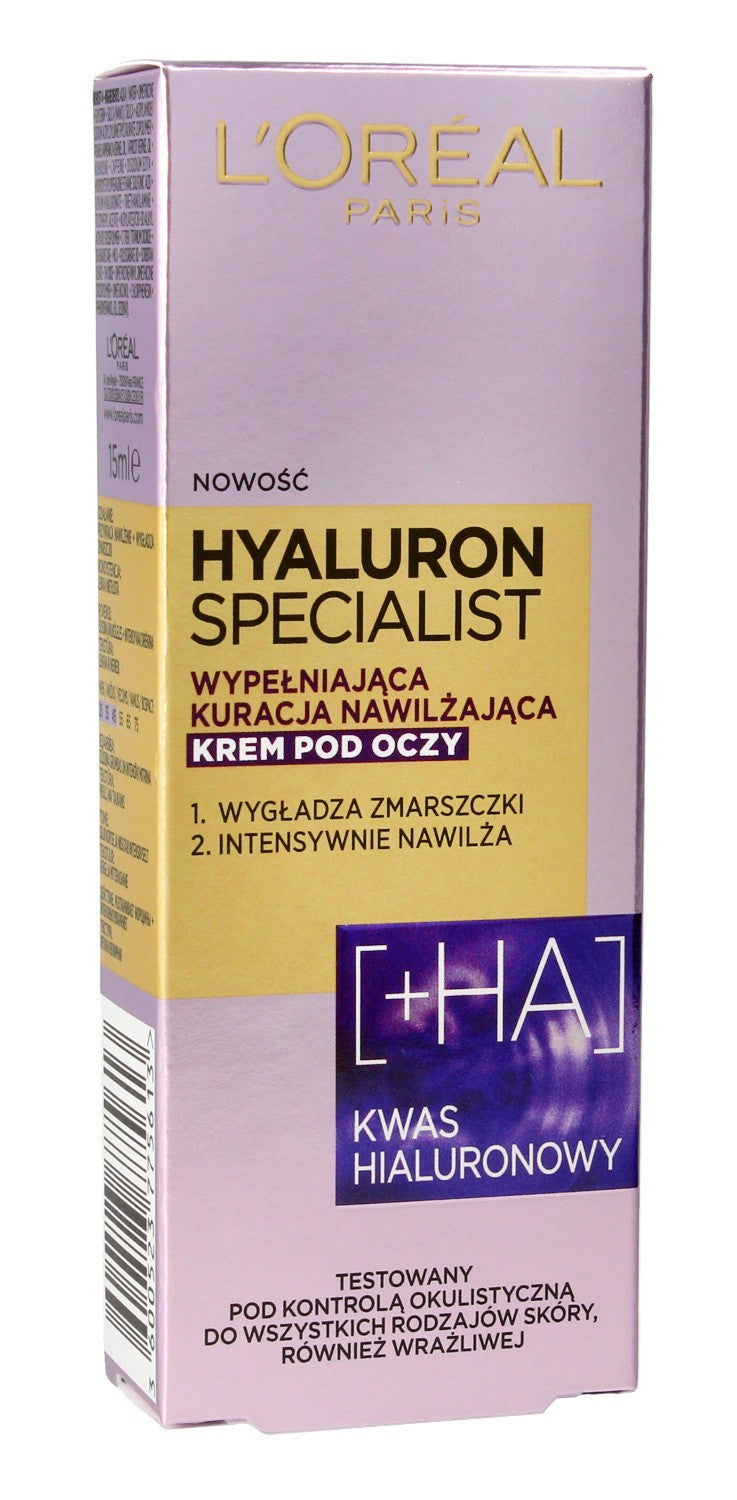 Loreal Hyaluron Specialist Moisturizing and Smoothing Eye Cream Treatment 15ml | Vaistine1.lt | WestPharmacy.eu