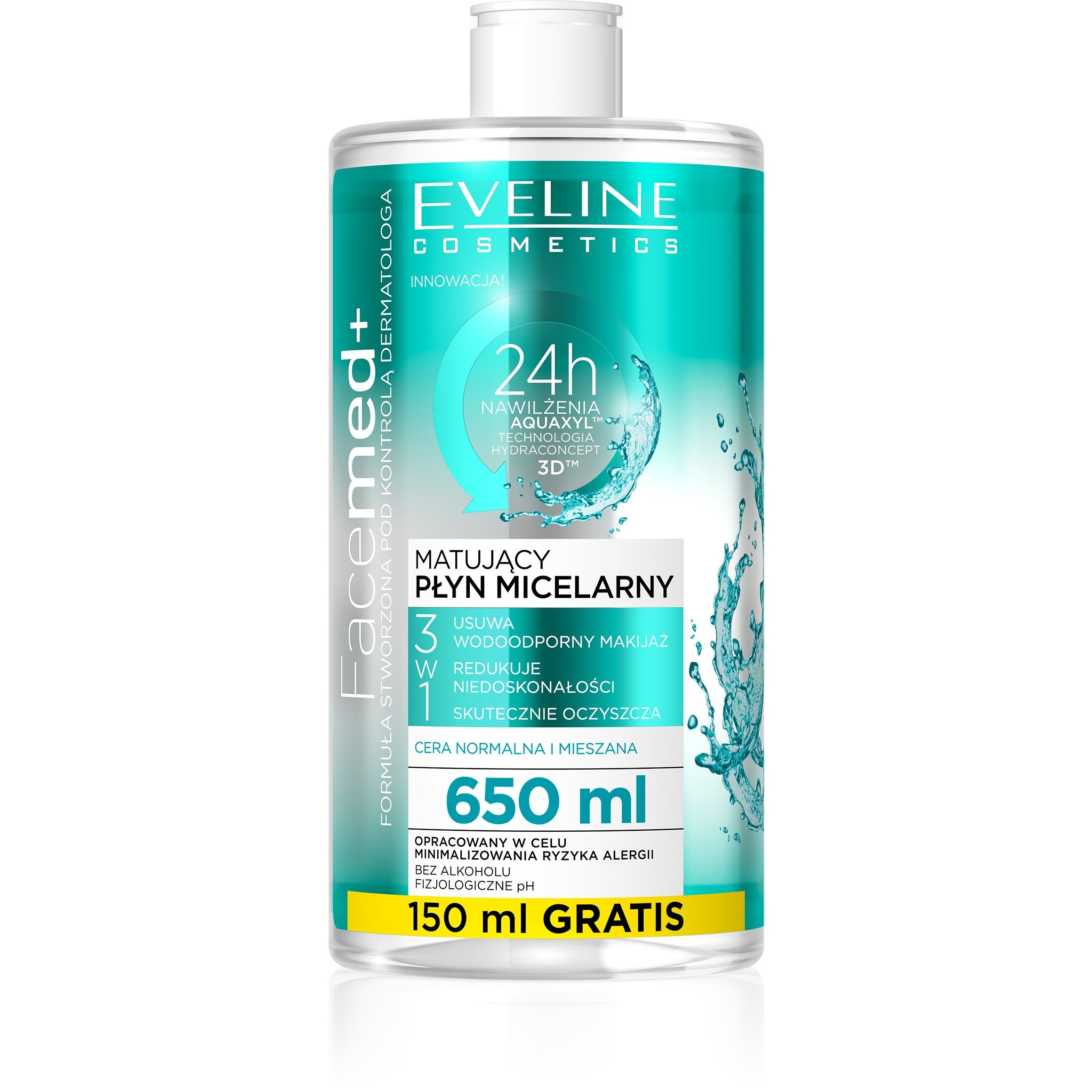 Eveline Facemed+ Mattifying Micellar Liquid 3in1 - normal and combination skin 650ml | Vaistine1.lt | WestPharmacy.eu