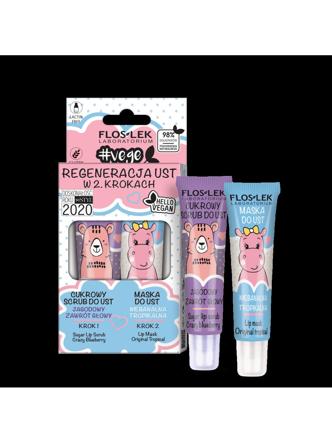 FLOS LIP CARE VEGE Duo(Blueberry Scrub+Trop Mask) | Vaistine1.lt | WestPharmacy.eu