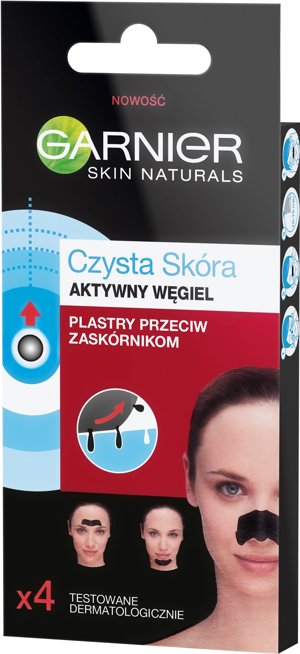 Garnier Skin Naturals Pure Skin Active Charcoal Anti-blackhead patches 1 pack - 4 pcs | Vaistine1.lt | WestPharmacy.eu