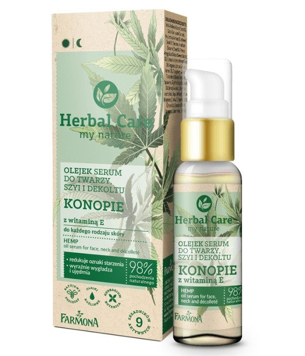 Farmona Herbal Care Face, Neck and Décolleté Oil Serum - Hemp with Vitamin E 50ml | Vaistine1.lt | WestPharmacy.eu