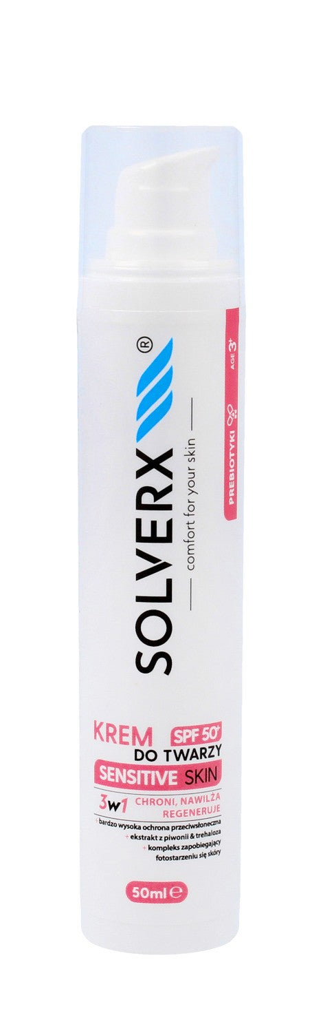 SOLVERX Sensitive Skin Face Cream 3in1 with SPF50+ - sensitive skin 50ml | Vaistine1.lt | WestPharmacy.eu