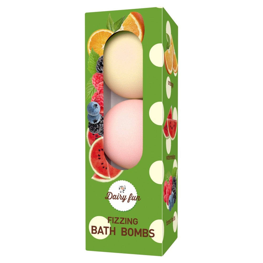 Dairy Fun Fizzy Bath Balls - Watermelon, Forest Fruits, and Orange 1 pack (3x100g) | Vaistine1.lt | WestPharmacy.eu