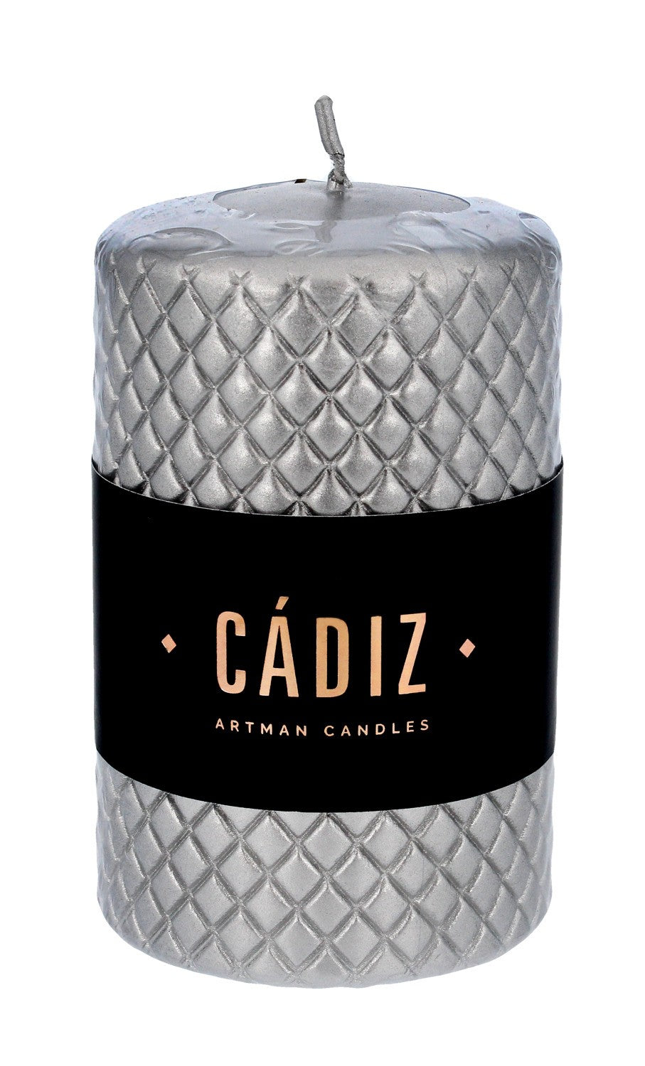 ARTMAN Christmas Cadiz decorative candle - small cylinder (diameter 7.3cm) silver 1 pc | Vaistine1.lt | WestPharmacy.eu