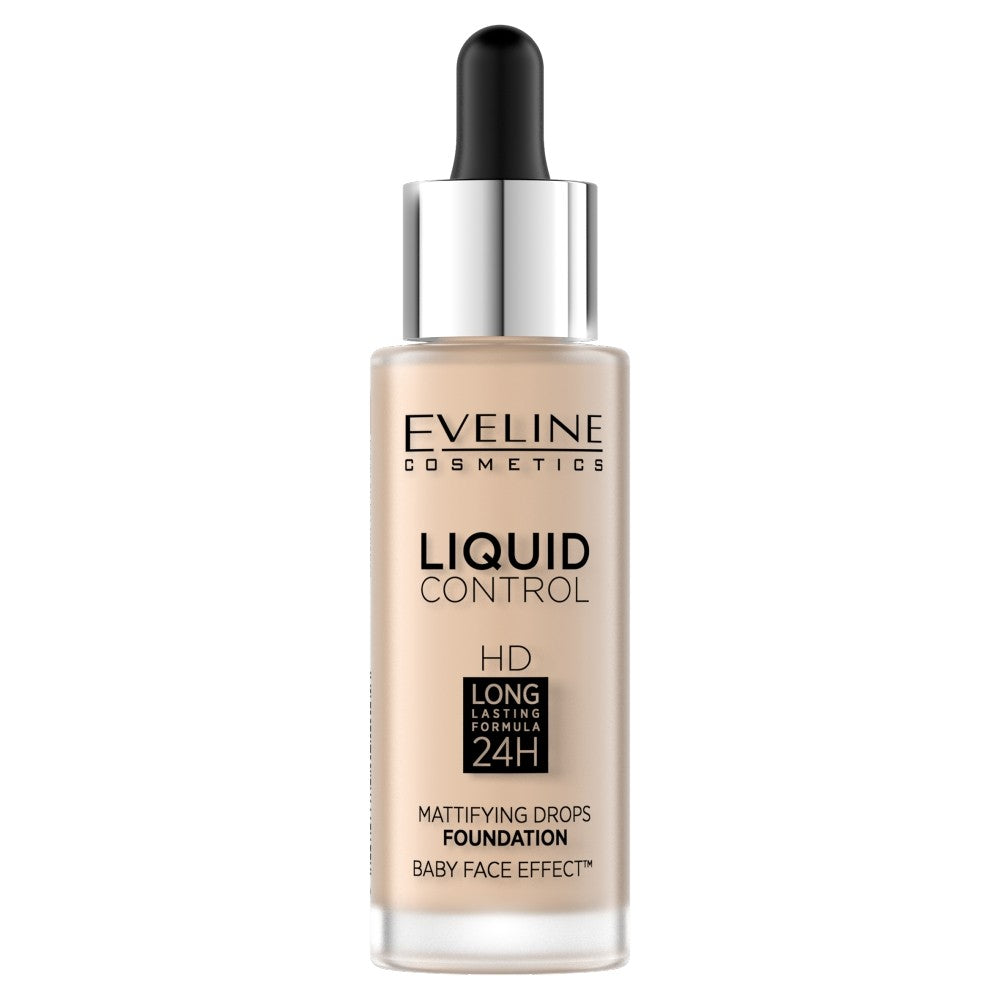 Eveline Liquid Control HD Foundation with dropper no. 001 Porcelain 32ml | Vaistine1.lt | WestPharmacy.eu