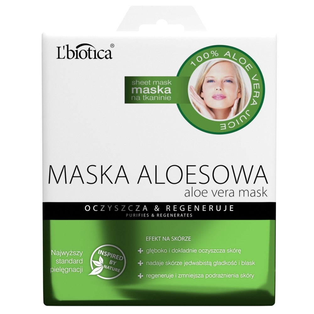 L'BIOTICA Aloe mask on fabric - cleanses & regenerates 23ml | Vaistine1.lt | WestPharmacy.eu