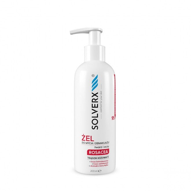 SOLVERX Rosacea Face and Eye Cleansing and Makeup Remover Gel, rosacea 200 ml | Vaistine1.lt | WestPharmacy.eu