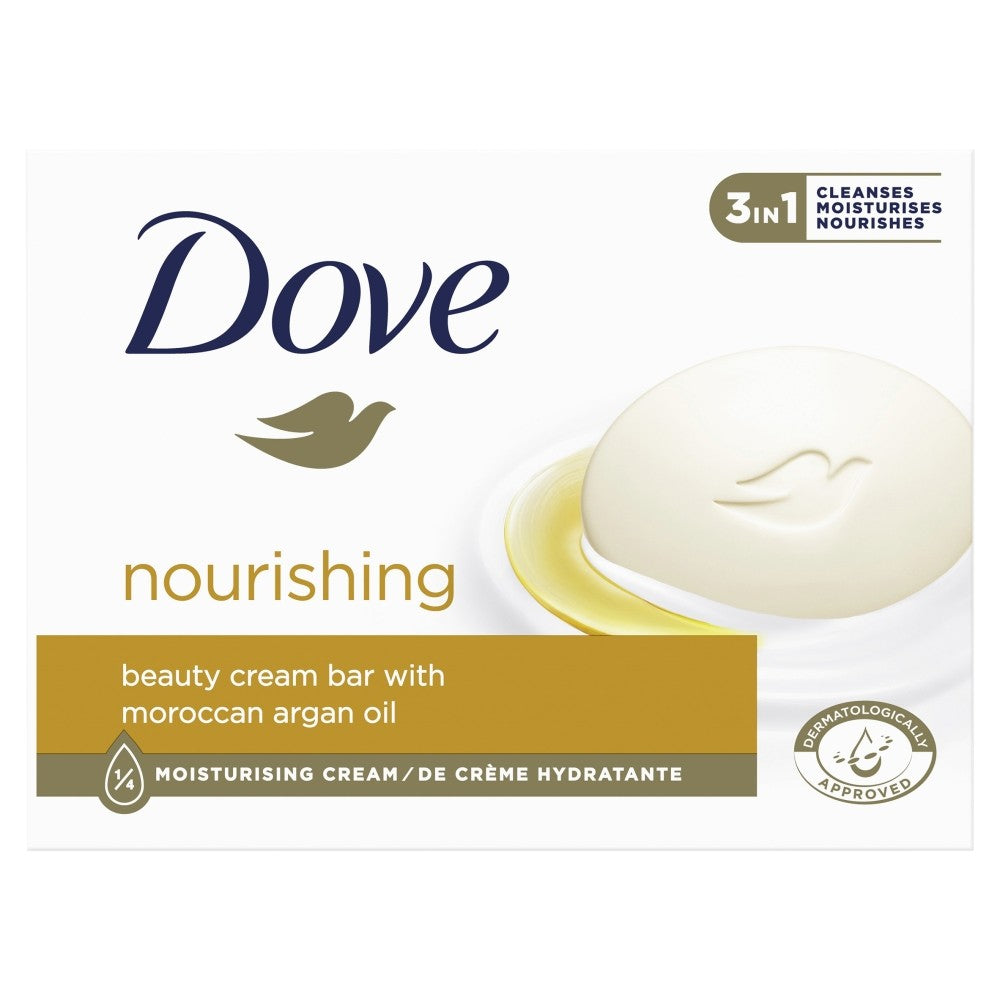 Dove Nourishing 3in1 Bar Soap - Moroccan Argan Oil 90g - Vaistine1.lt | WestPharmacy.eu