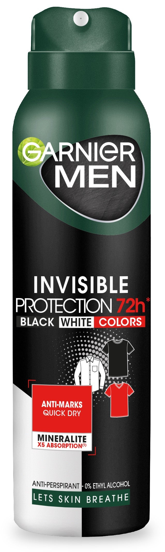 Garnier Men Deodorant spray Invisible Protection 72h - Black,White,Colors 150ml | Vaistine1.lt | WestPharmacy.eu