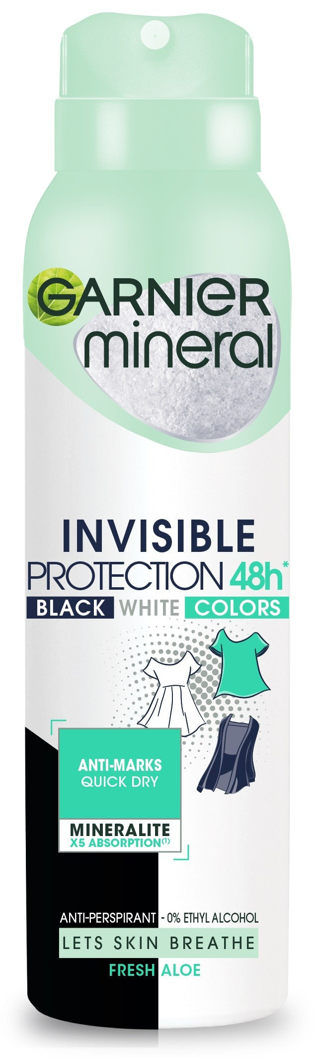 Garnier Mineral Deodorant spray Invisible Protection 48h Fresh Aloe - Black,White,Colors 150ml | Vaistine1.lt | WestPharmacy.eu