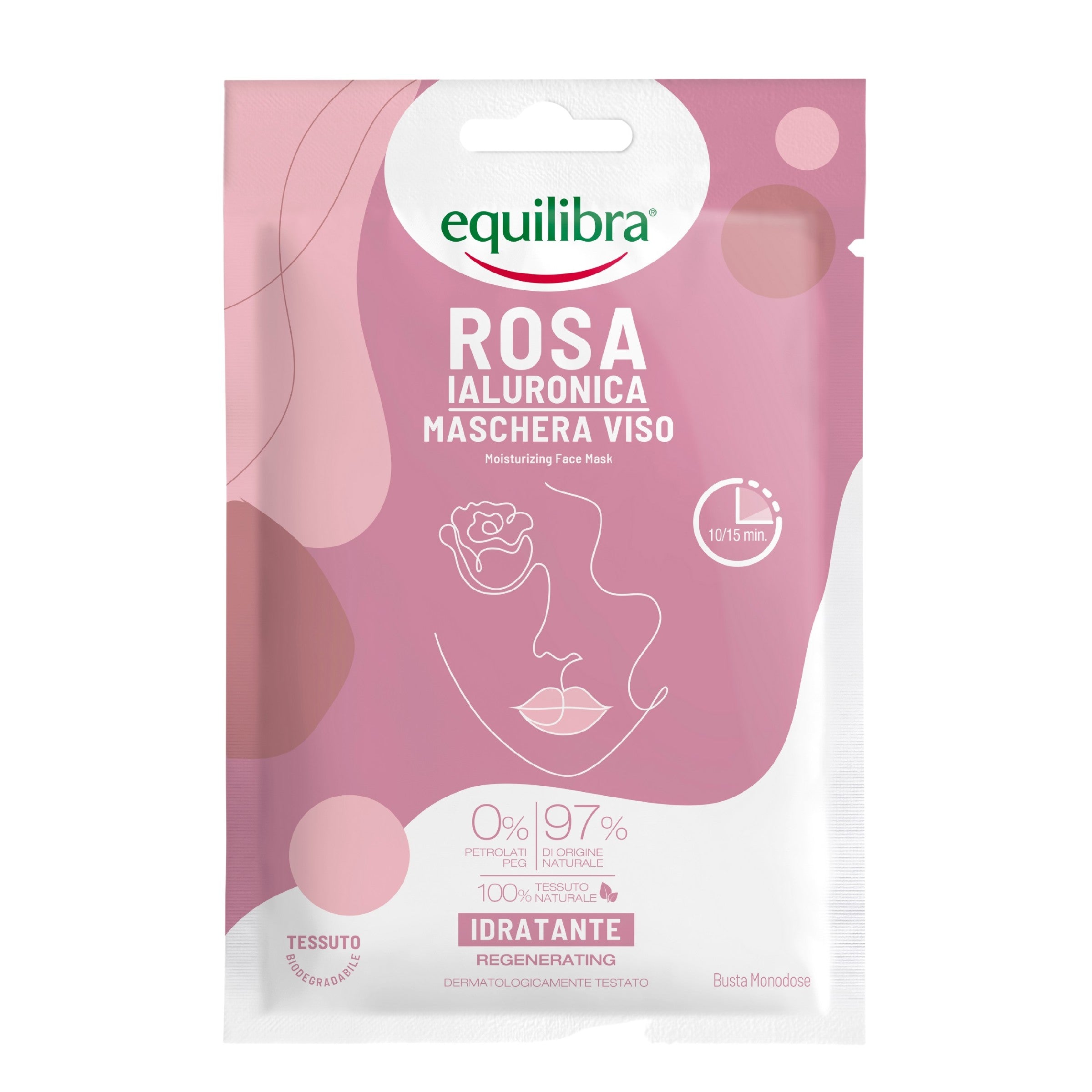 Equilibra Rosa Rose Moisturizing face mask with hyaluronic acid 1 pc. | Vaistine1.lt | WestPharmacy.eu