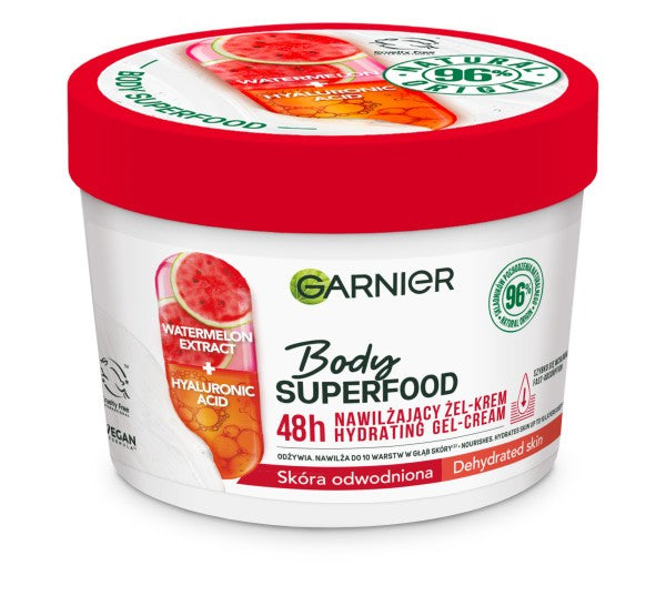 Garnier Body SuperFood Moisturizing Body Gel-Cream Watermelon Extract+Hyaluronic Acid - dehydrated skin 380ml | Vaistine1.lt | WestPharmacy.eu
