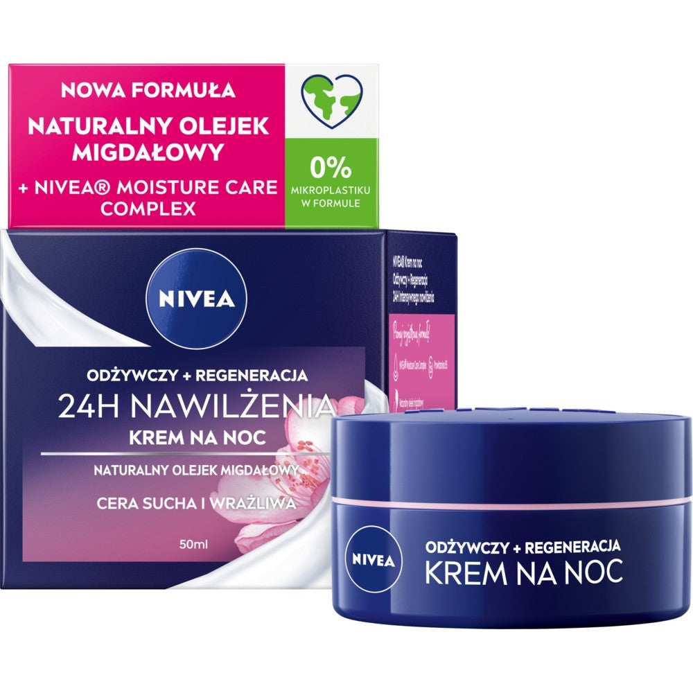 Nivea 24H Hydration + Regeneration Nourishing Night Cream for dry and sensitive skin 50ml | Vaistine1.lt | WestPharmacy.eu