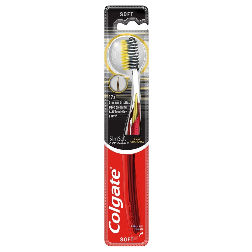 Colgate Slim Soft Advanced Gold Charcoal Toothbrush - soft 1 piece | Vaistine1.lt | WestPharmacy.eu