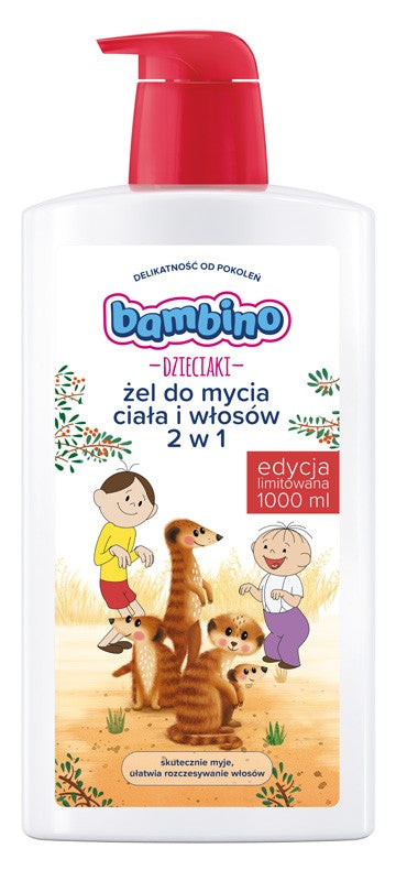 Bambino Kids 2-in-1 Body and Hair Wash Gel "Bolek and Lolek - Surykatki" 1000ml limited edition | Vaistine1.lt | WestPharmacy.eu