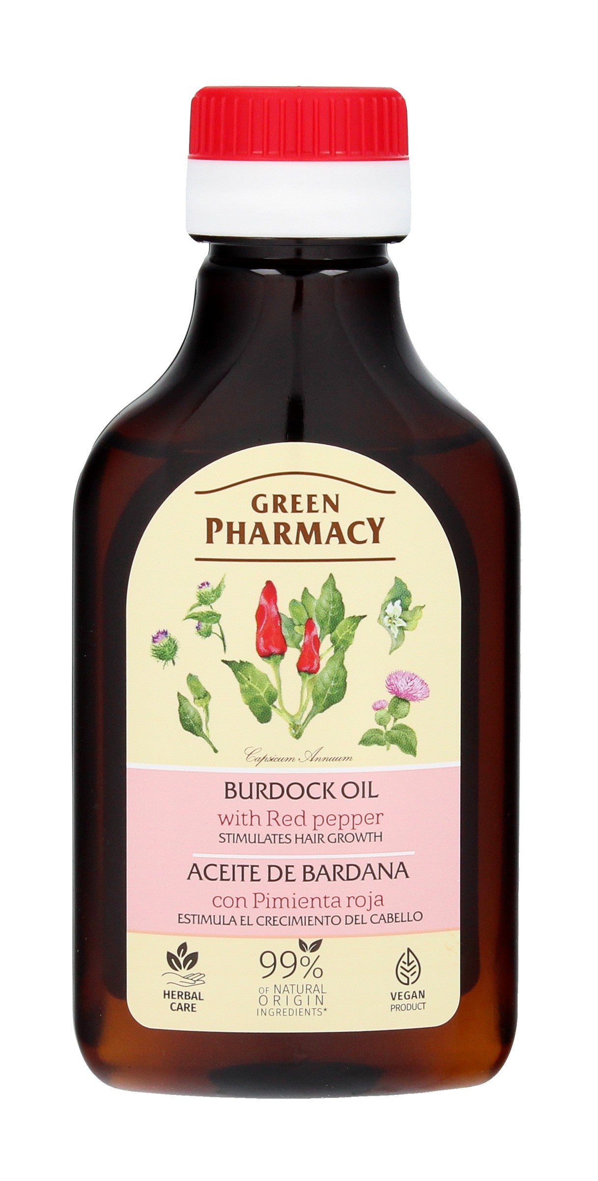 Green Pharmacy Burdock Oil with Red Pepper for Scalp 100ml | Vaistine1.lt | WestPharmacy.eu