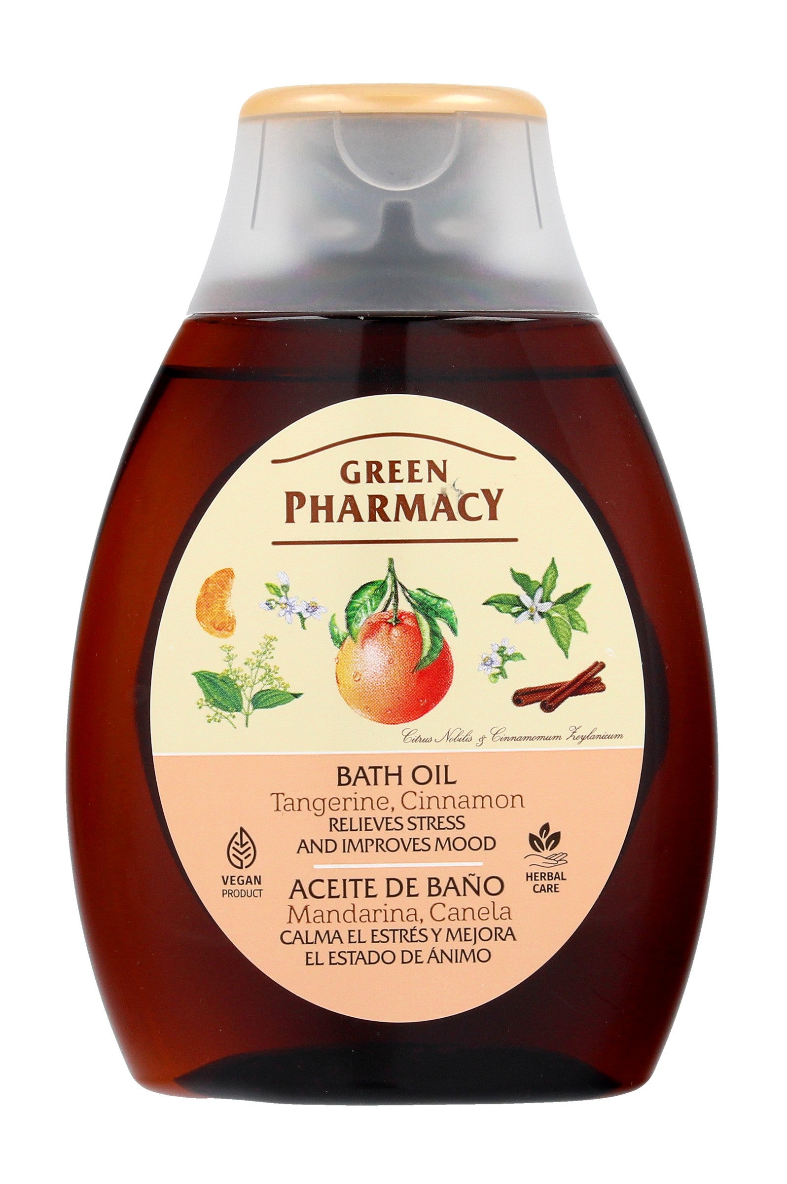 Green Pharmacy Relaxing Bath and Shower Oil - Mandarin and Cinnamon scent 250ml | Vaistine1.lt | WestPharmacy.eu