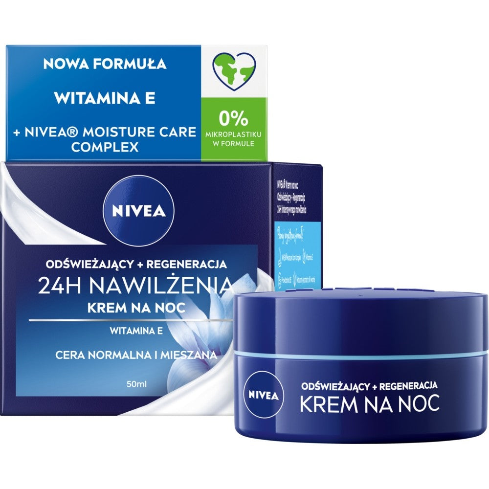 Nivea 24H Hydration + Regeneration Night Cream - Normal and combination skin 50ml | Vaistine1.lt | WestPharmacy.eu