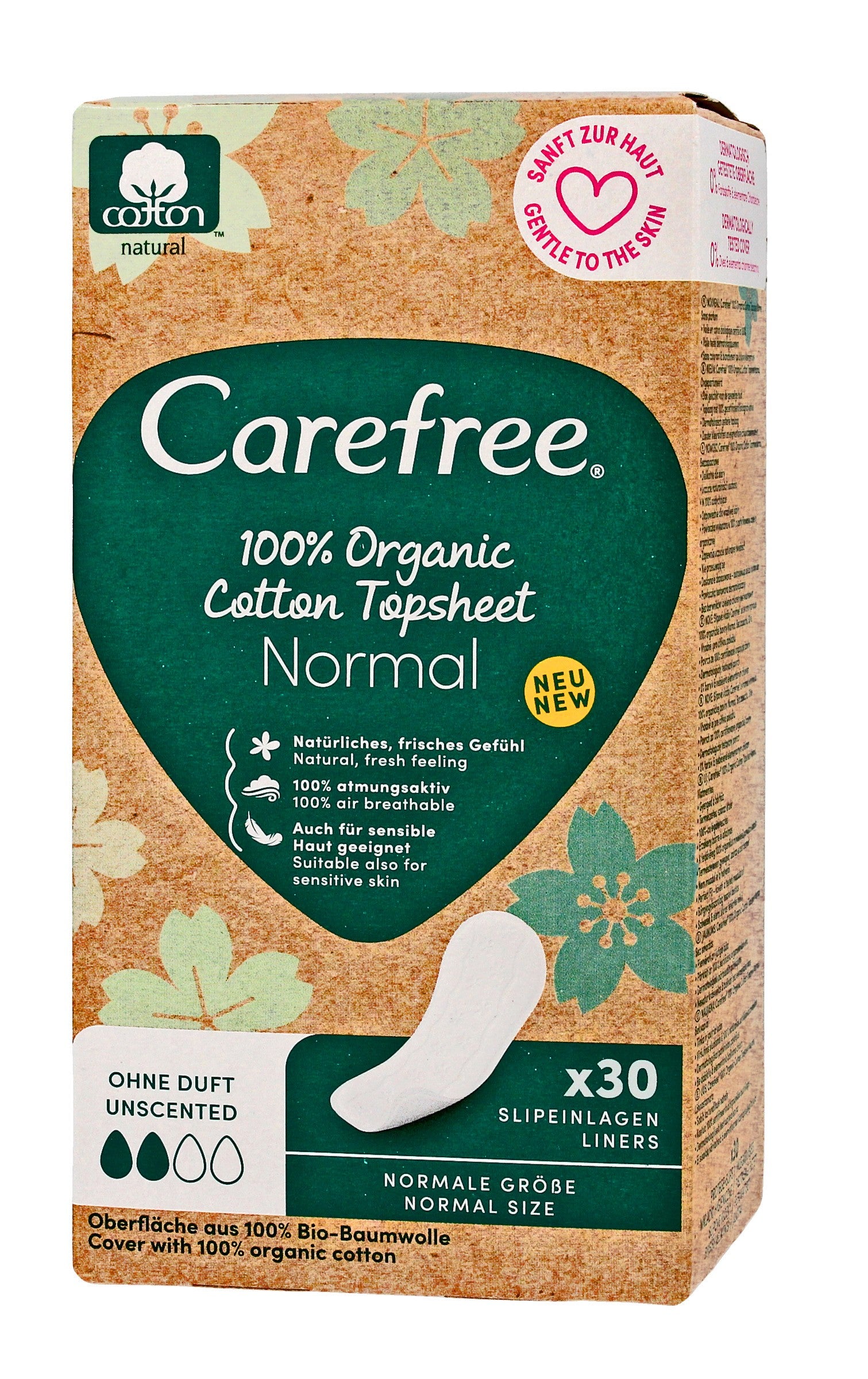 Carefree Cotton 100% Organic Sanitary Pads - normal 1 pack - 30 pieces | Vaistine1.lt | WestPharmacy.eu