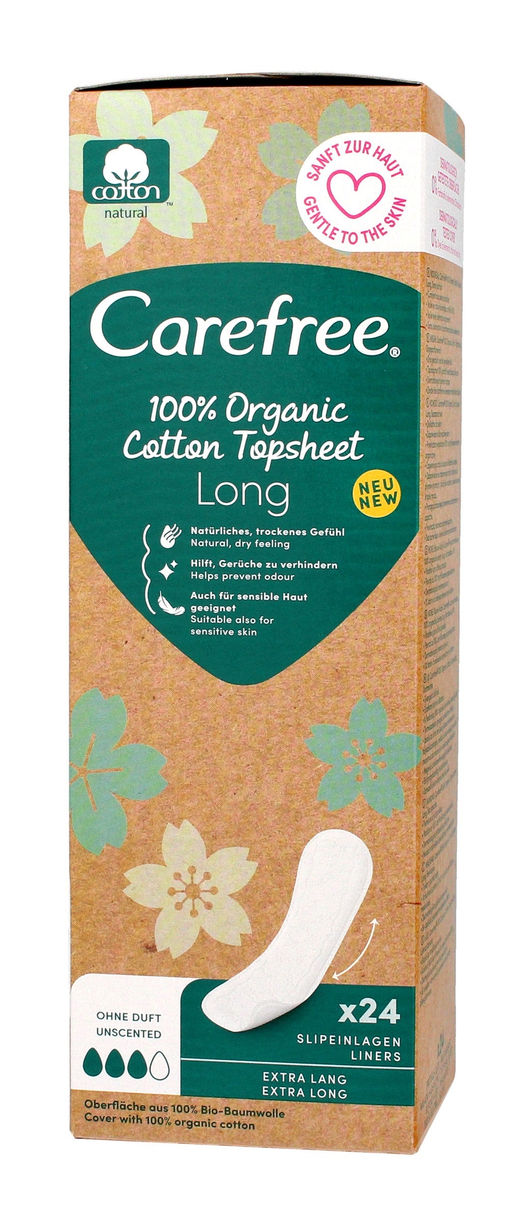 Carefree Plus 100% Organic Sanitary Pads - long 1 pack - 24 pieces | Vaistine1.lt | WestPharmacy.eu