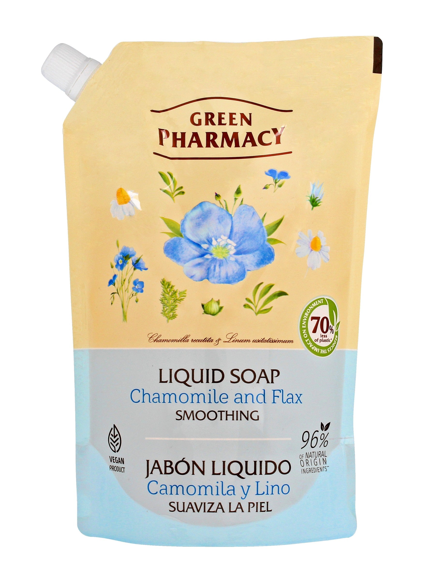 Green Pharmacy Liquid soap with Flaxseed Oil and Chamomile - 460ml supply | Vaistine1.lt | WestPharmacy.eu