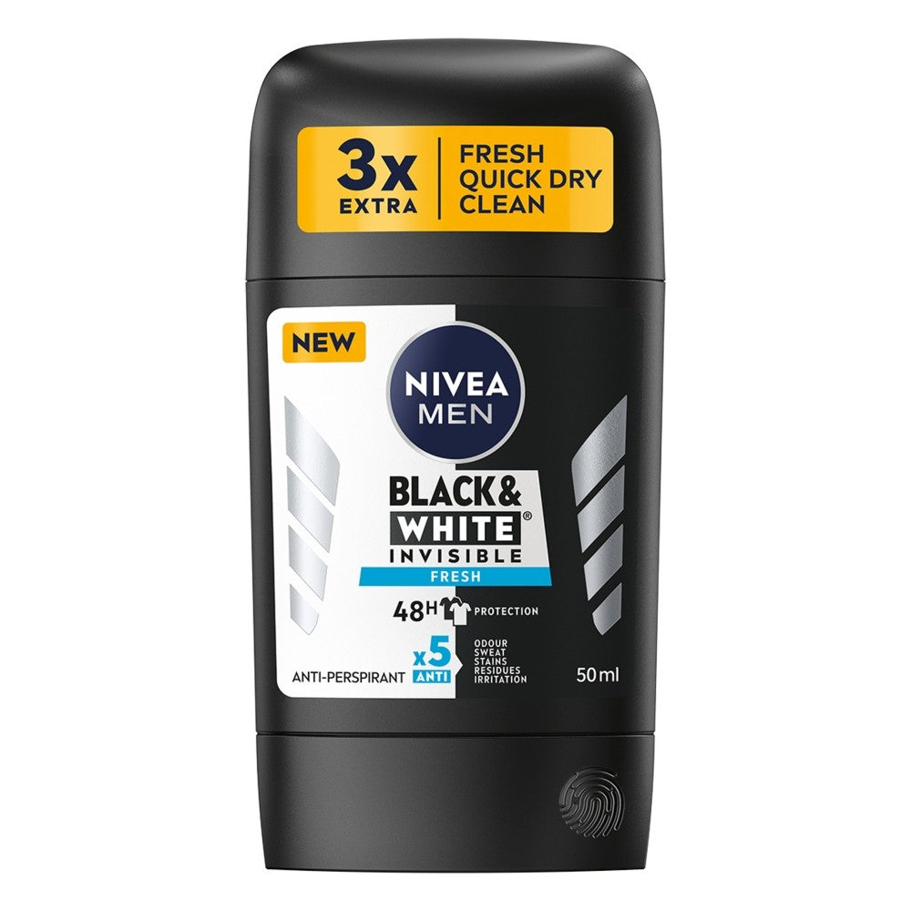 NIVEA Men BLACK WHITE INVISIBLE FRESH men's deodorant stick 50ml | Vaistine1.lt | WestPharmacy.eu