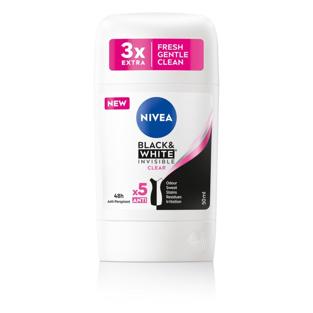 NIVEA Women's BLACK WHITE INVISIBLE CLEAR Deodorant Stick 50ml | Vaistine1.lt | WestPharmacy.eu