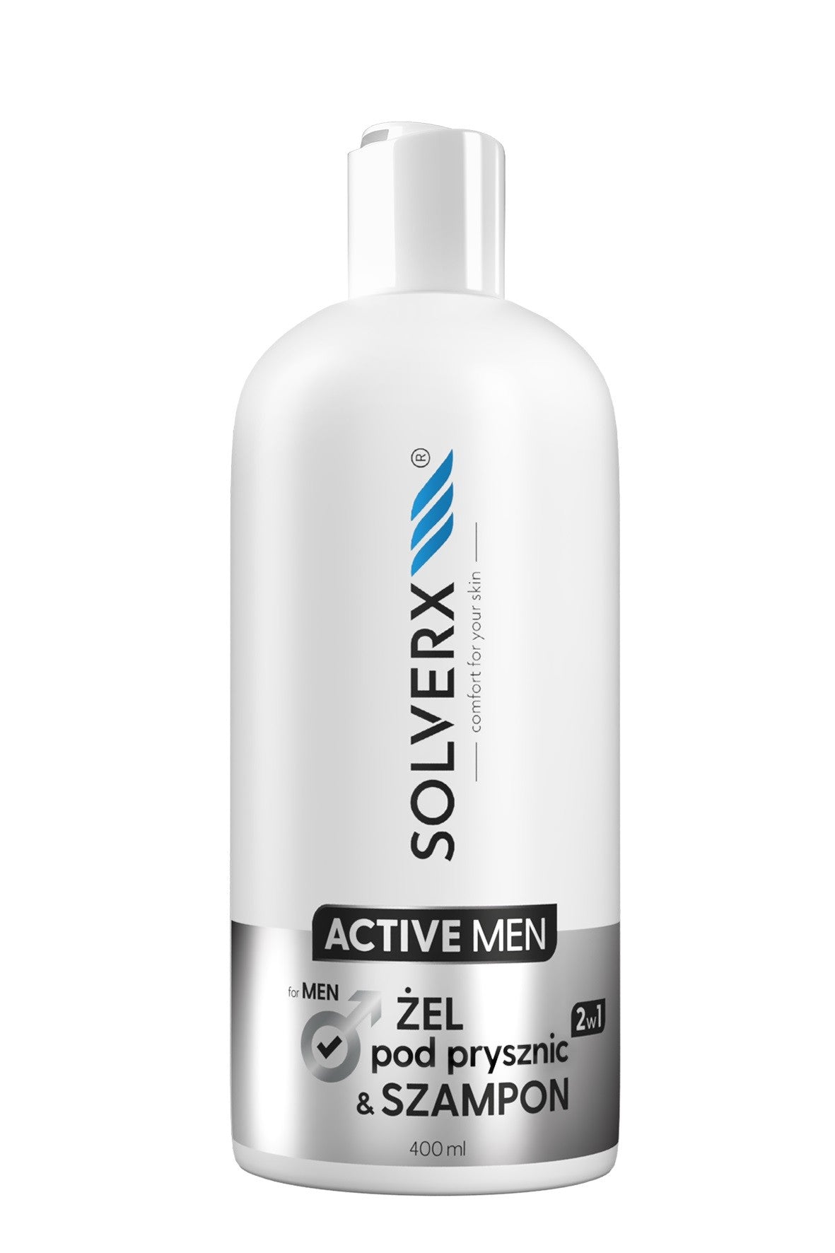 SOLVERX Active Men Shower Gel and Shampoo 2in1 400ml | Vaistine1.lt | WestPharmacy.eu