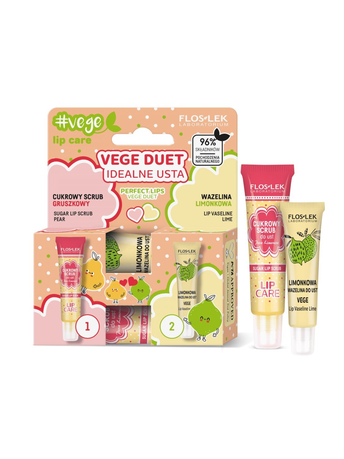 Floslek Lip Care Vege Duet Perfect Lips (pear scrub 14g + lime Vaseline 10g) | Vaistine1.lt | WestPharmacy.eu