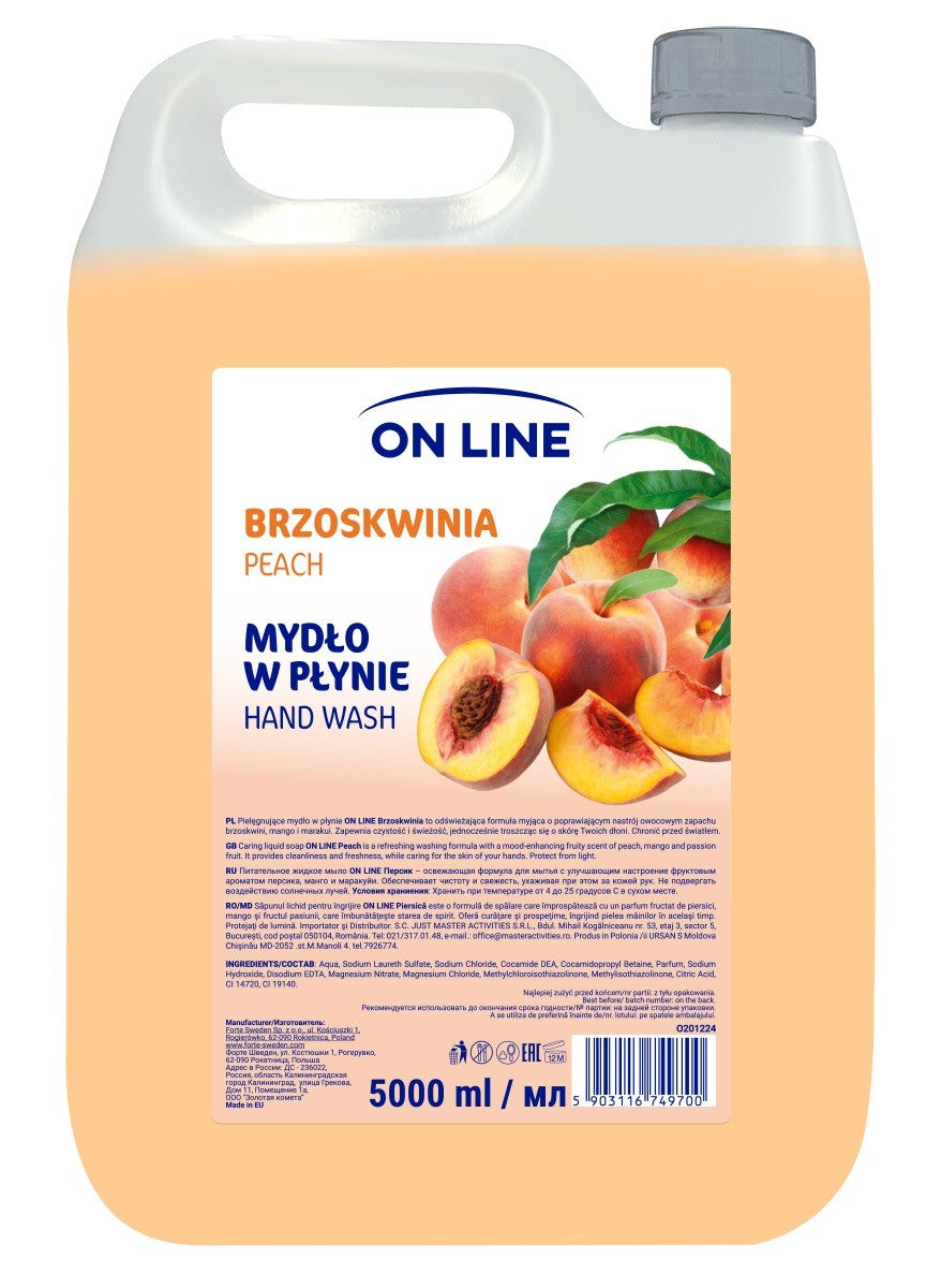 On Line Transparent liquid soap Peach - 5000 ml supply | Vaistine1.lt | WestPharmacy.eu