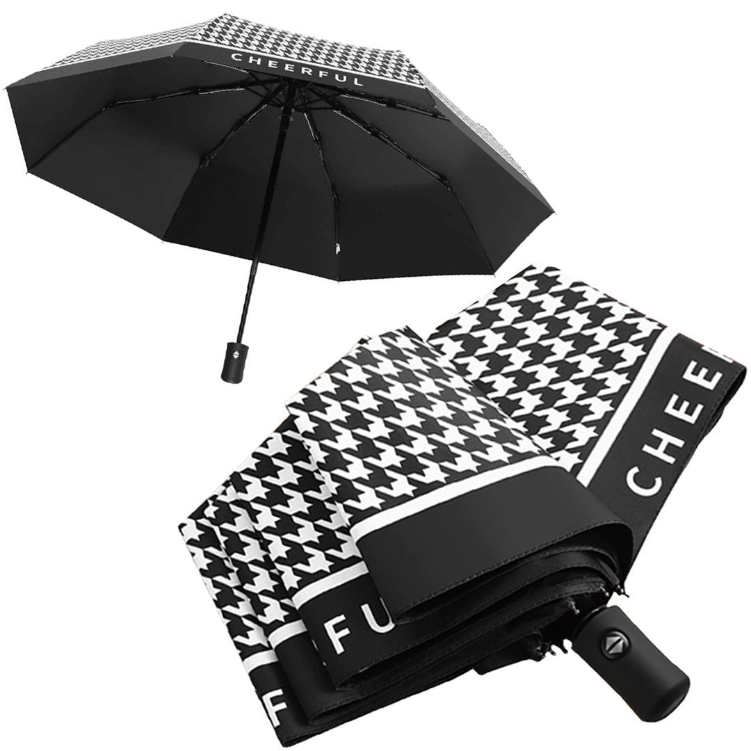 Folding umbrella - black with white pattern, 1 pc | Vaistine1.lt | WestPharmacy.eu