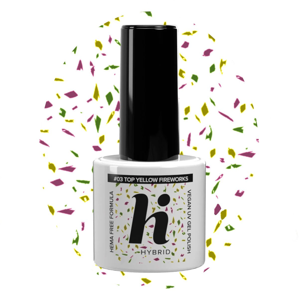 Hi Hybrid HEMA Free Top for hybrid nail polish No Wipe #03 Yellow Fireworks 5ml | Vaistine1.lt | WestPharmacy.eu