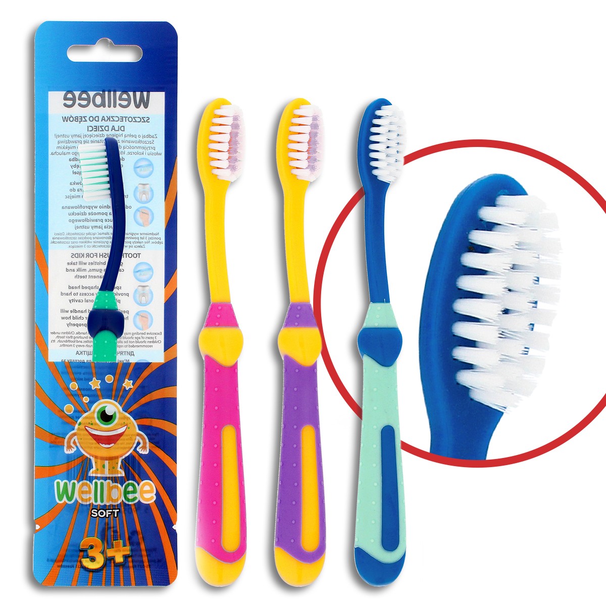 WELLBEE Children's Toothbrush KIDS(3+) Soft - mix of colors 1 piece | Vaistine1.lt | WestPharmacy.eu