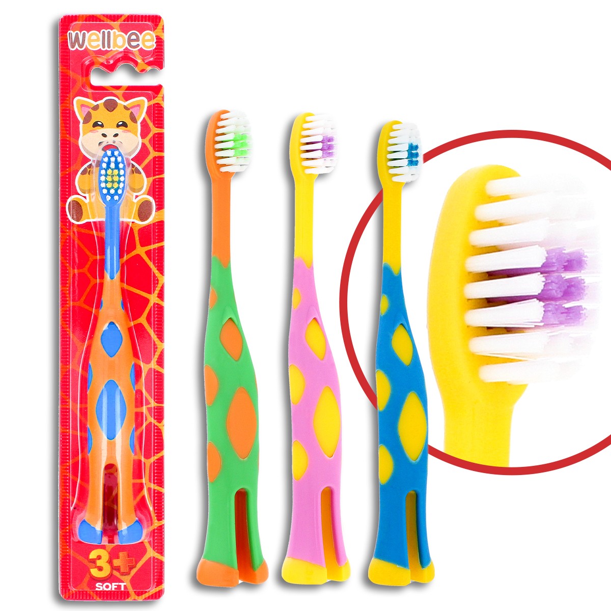 WELLBEE Children's Toothbrush KIDS(3+) Soft (blister) standing - mix of colors 1pc | Vaistine1.lt | WestPharmacy.eu