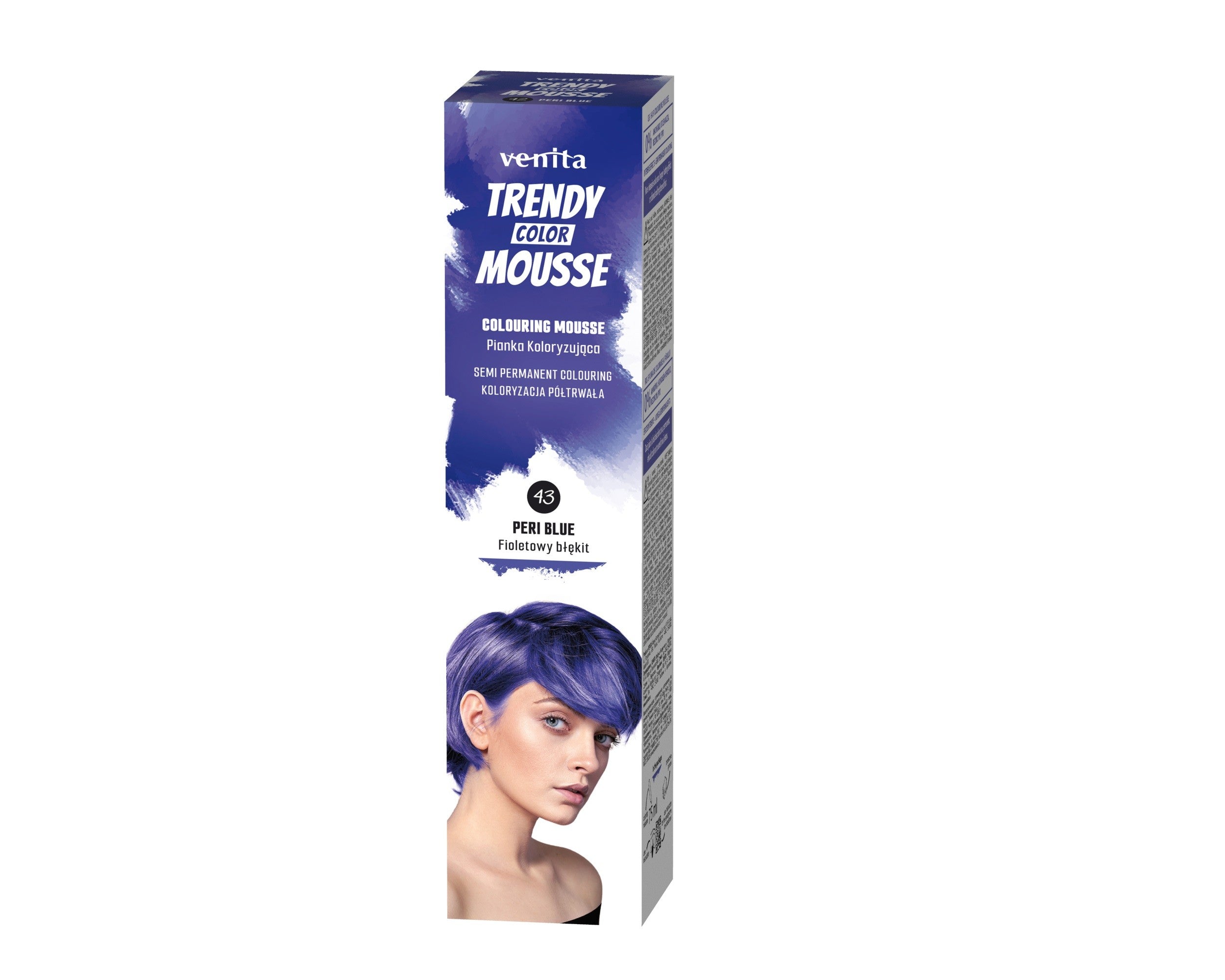 VENITA Trendy Color Mousse Hair Coloring Foam - 43 Peri Blue (Purple Blue) 75ml | Vaistine1.lt | WestPharmacy.eu