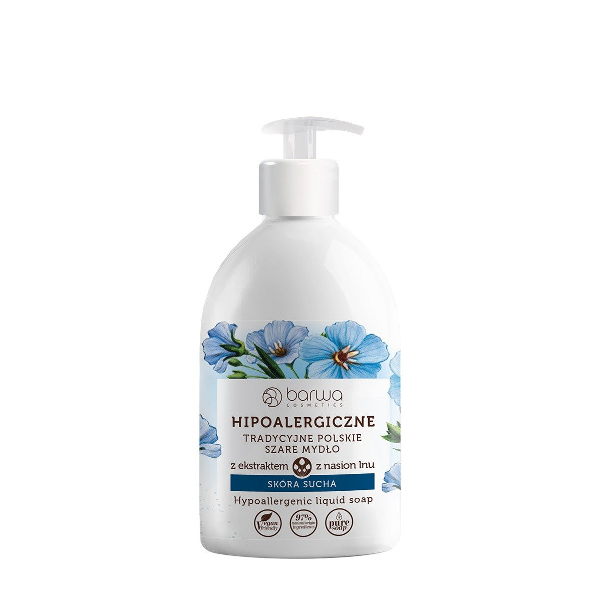 BARWA Hypoallergenic Traditional Polish Gray Linen liquid soap - for dry skin 500ml | Vaistine1.lt | WestPharmacy.eu