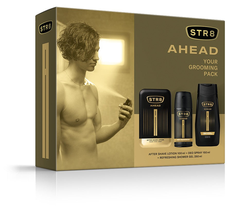 STR 8 Ahead gift set (Aftershave 100ml + Deo spray 150ml + Shower gel 250ml) | Vaistine1.lt | WestPharmacy.eu