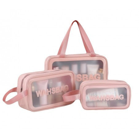 Set of women's cosmetic bags 3in1 (KS83) - pink 1 pack - 3 pcs | Vaistine1.lt | WestPharmacy.eu