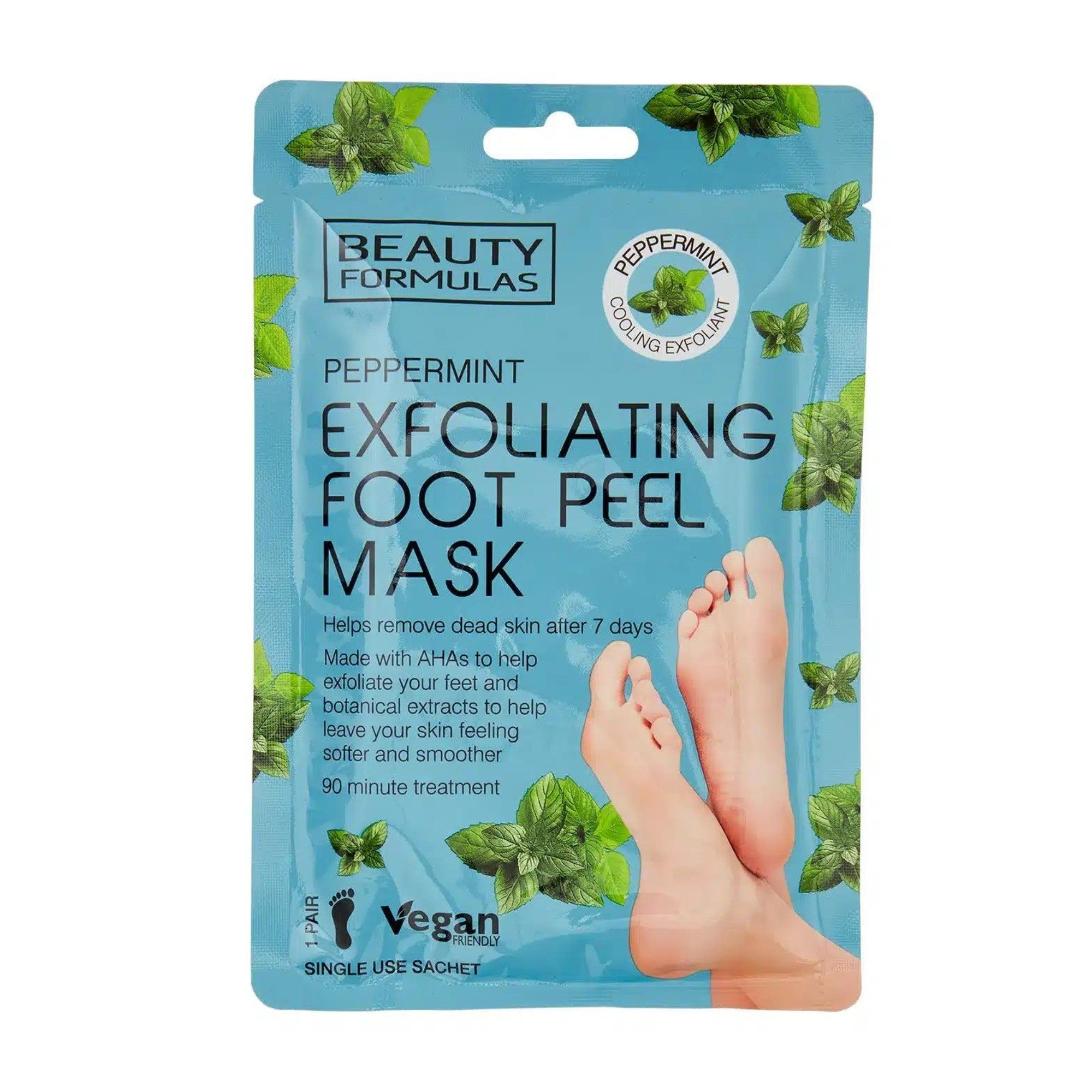 BEAUTY FORMULAS Foot Mask Exfoliating Peeling Foot Mask with Peppermint - 1 pair | Vaistine1.lt | WestPharmacy.eu