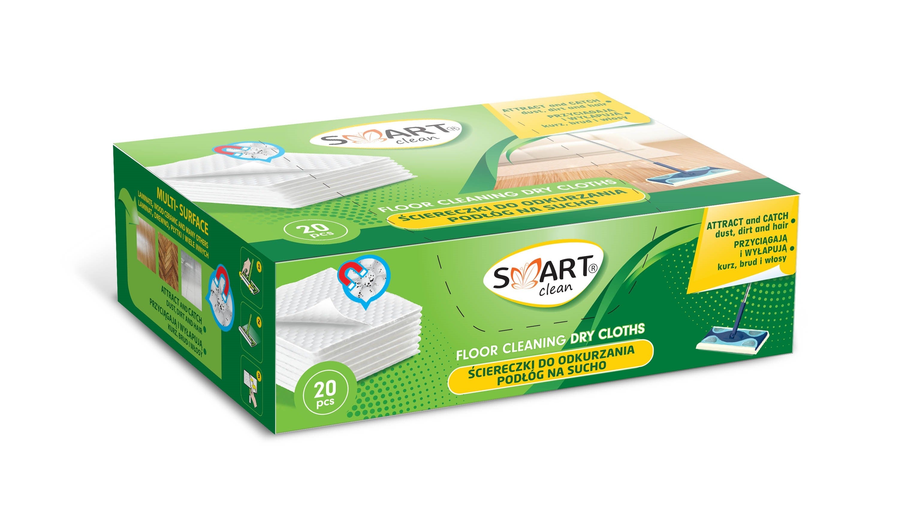 SMART Clean Cloths for dry vacuuming floors, 20 pcs | Vaistine1.lt | WestPharmacy.eu