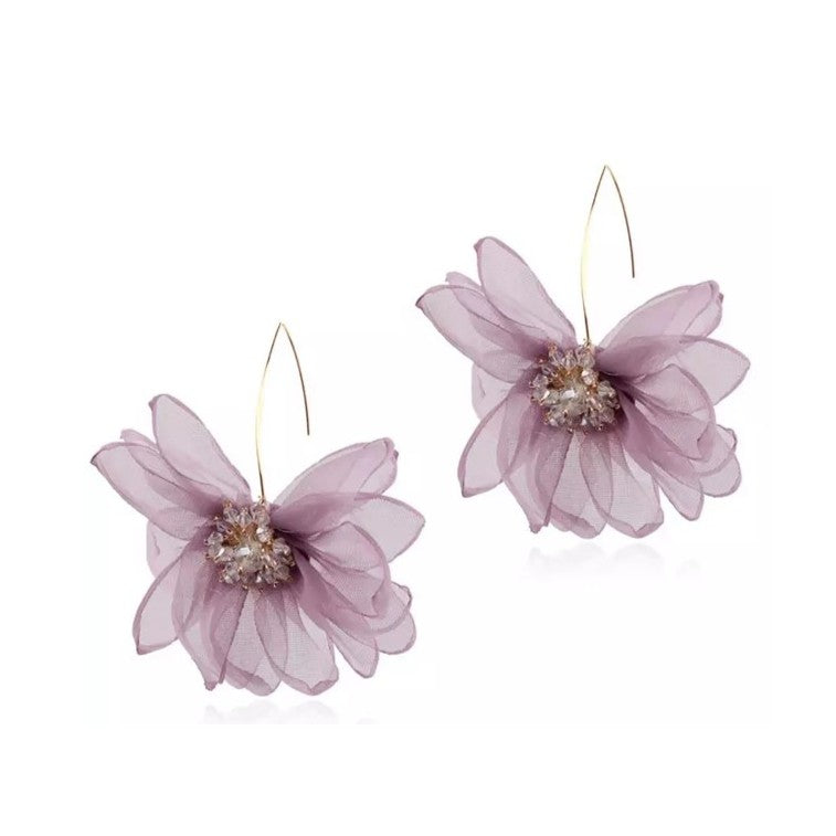 ECARLA Hanging earrings with crystals - Tulle flowers 10 x 8 cm K1675FIO | Vaistine1.lt | WestPharmacy.eu