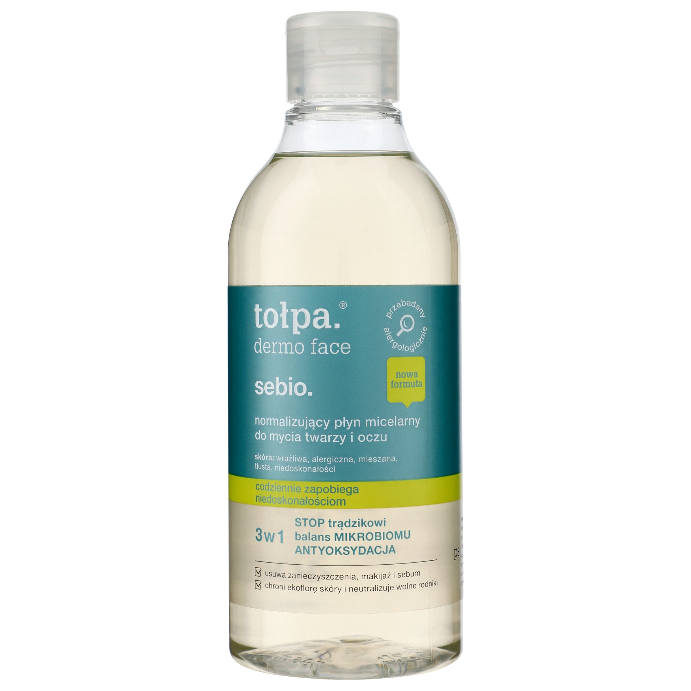 TOŁPA Dermo Face Sebio Normalizing Micellar Liquid for washing face and eyes 3in1 400 ml | Vaistine1.lt | WestPharmacy.eu